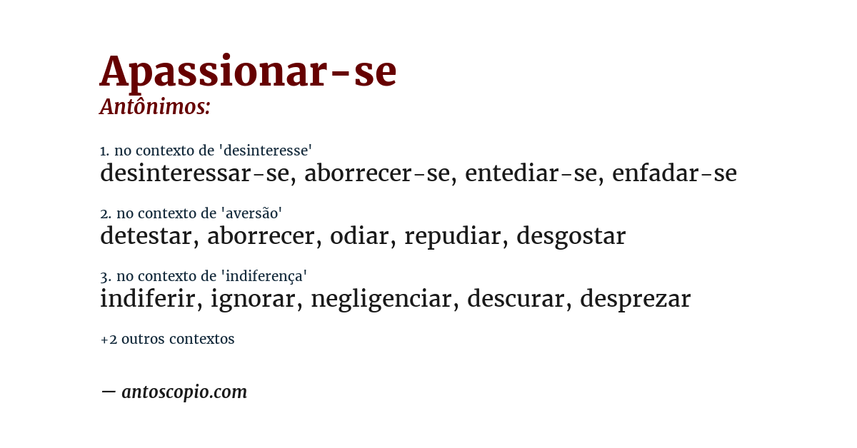 Antônimo de apassionar-se