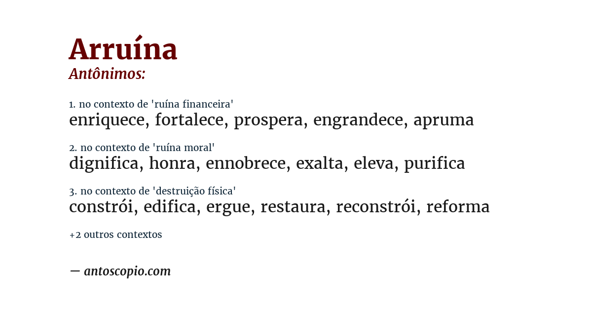 Antônimo de arruína