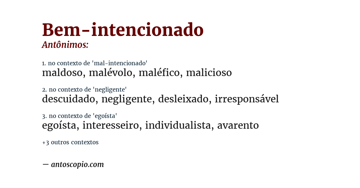 Antônimo de bem-intencionado