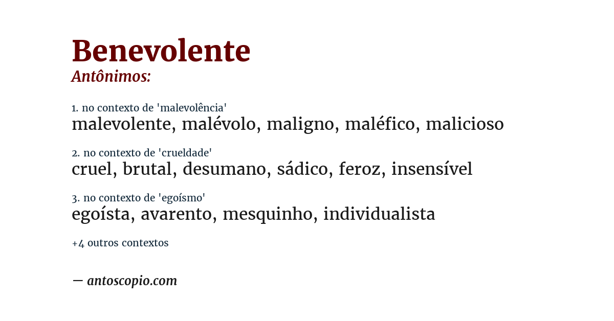 Antônimo de benevolente