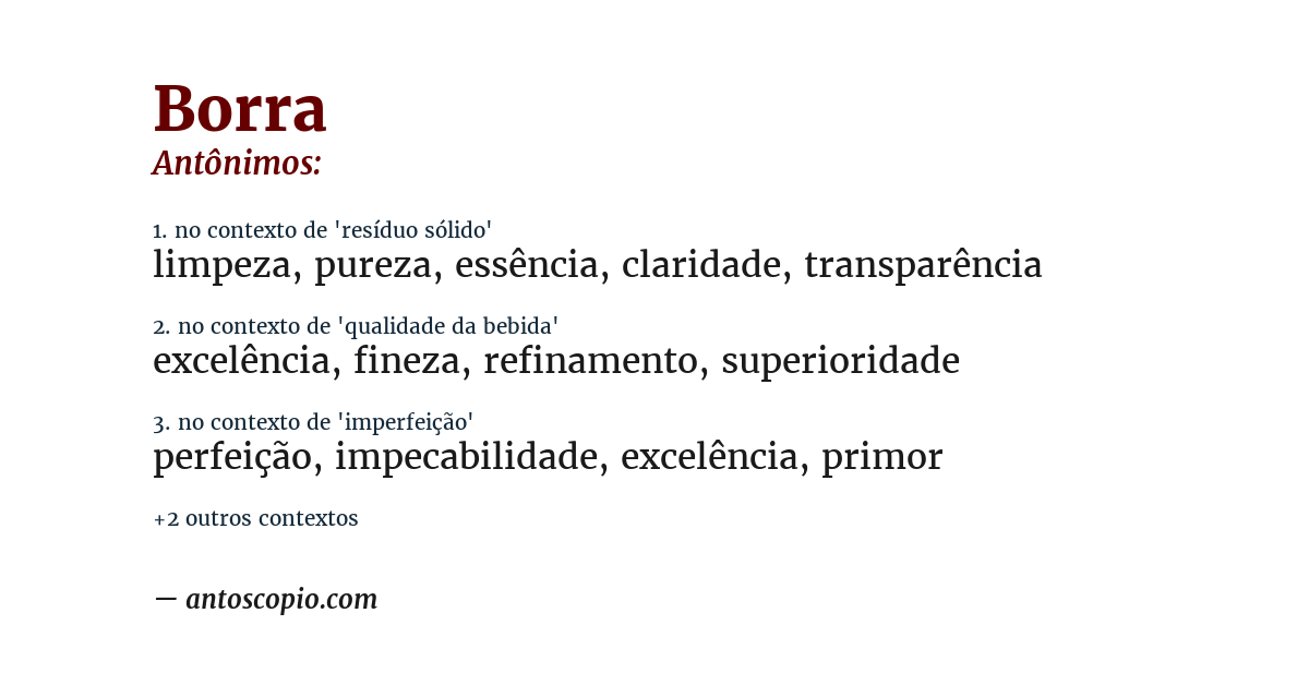 Antônimo de borra
