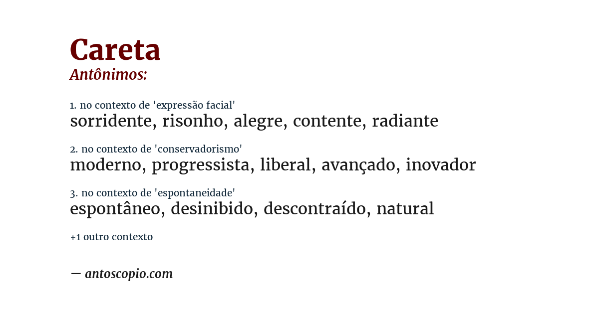 Antônimo de careta