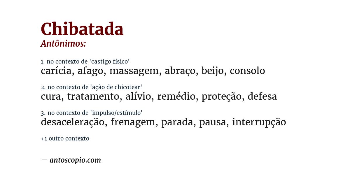 Antônimo de chibatada