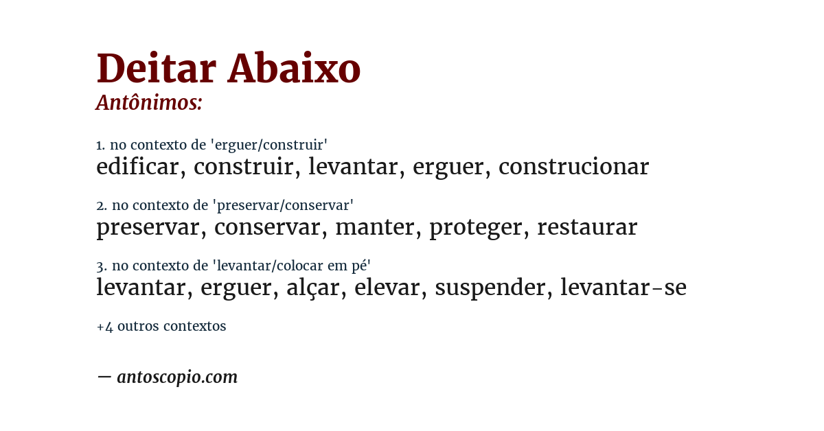 Antônimo de deitar abaixo