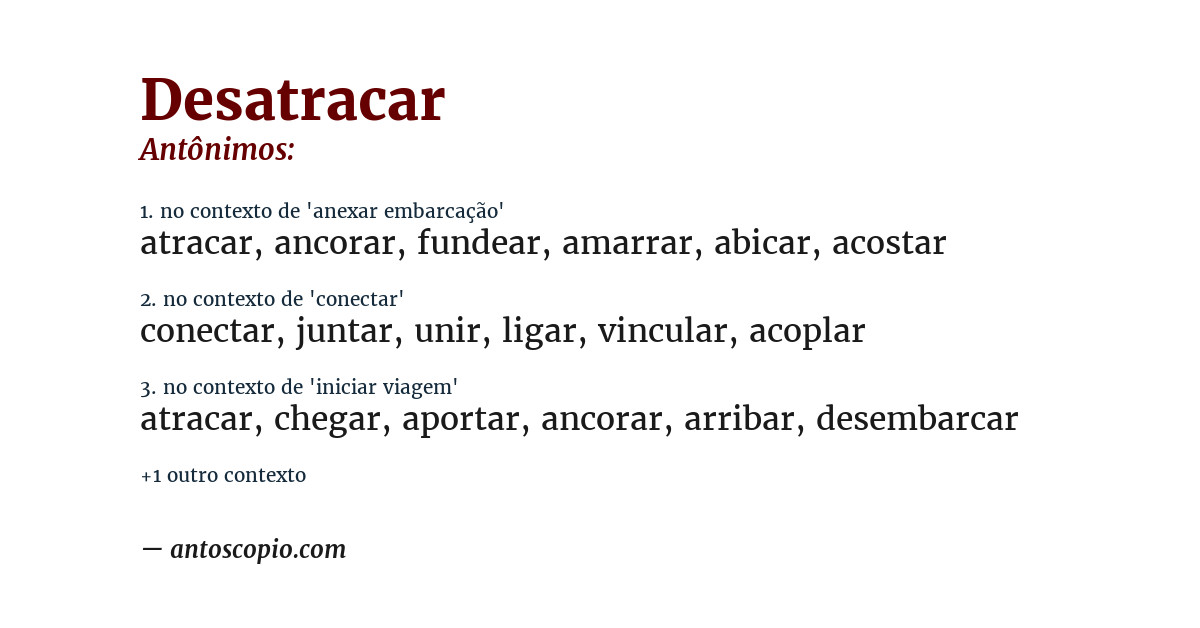 Antônimo de desatracar
