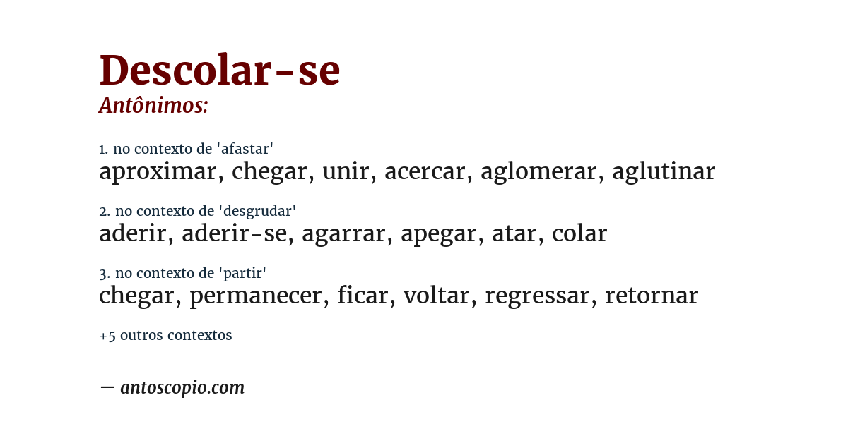 Antônimo de descolar-se