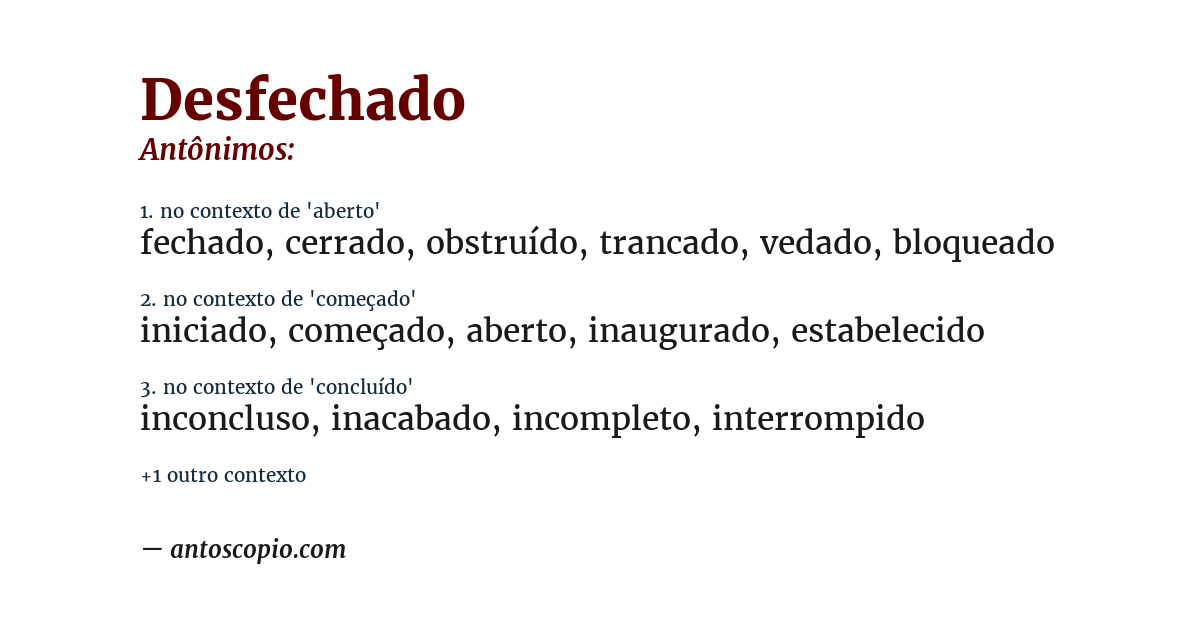 Antônimo de desfechado