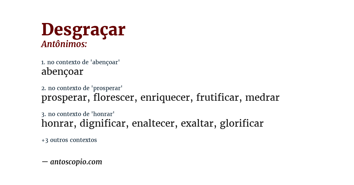 Antônimo de desgraçar