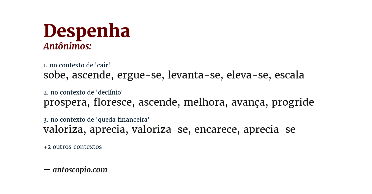 Antônimo de despenha