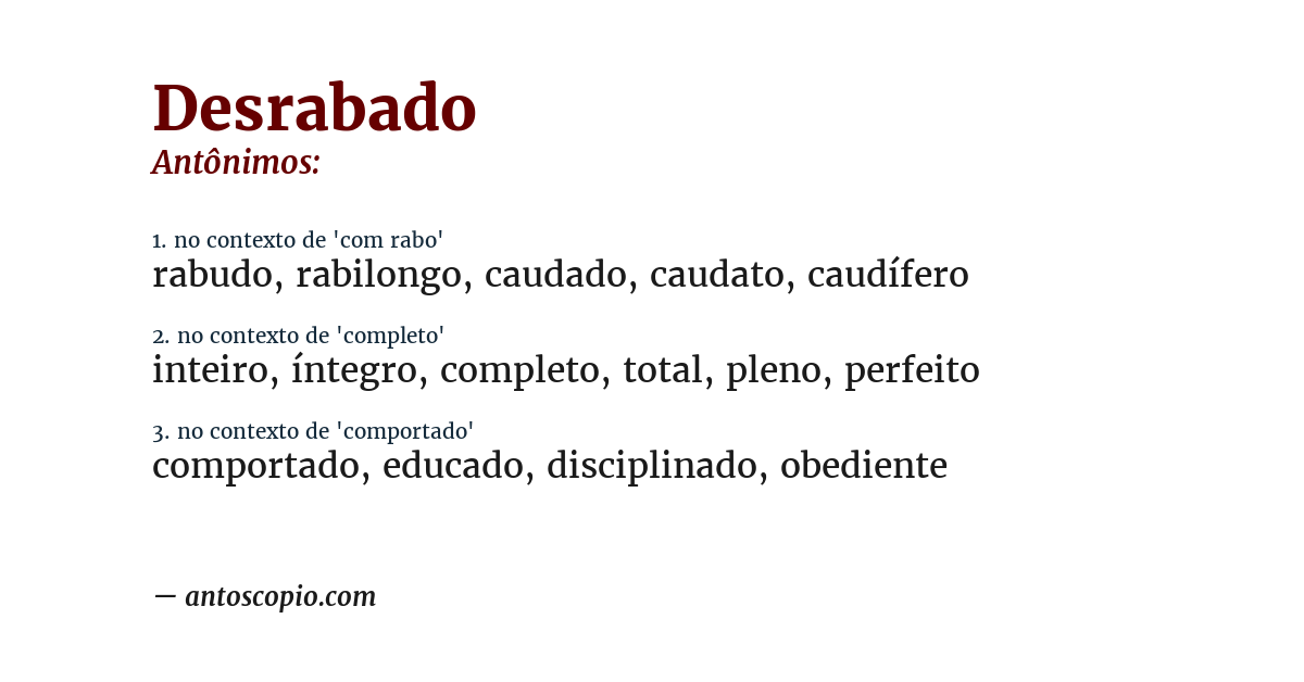 Antônimo de desrabado