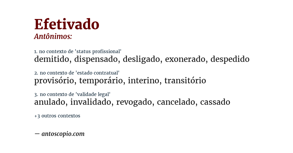 Antônimo de efetivado