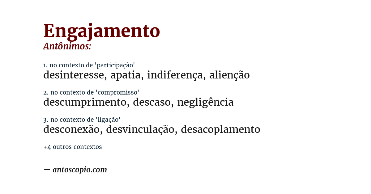 Antônimo de engajamento