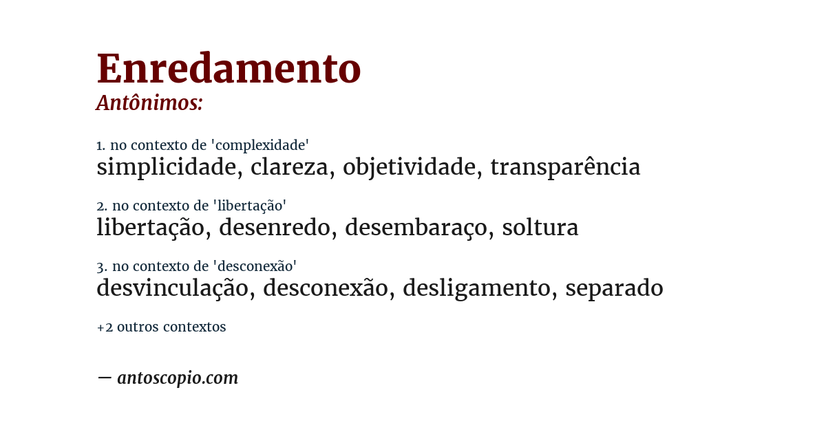 Antônimo de enredamento