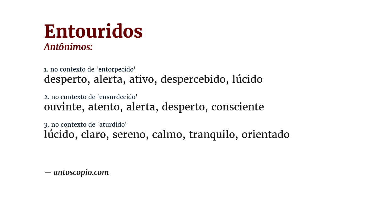 Antônimo de entouridos