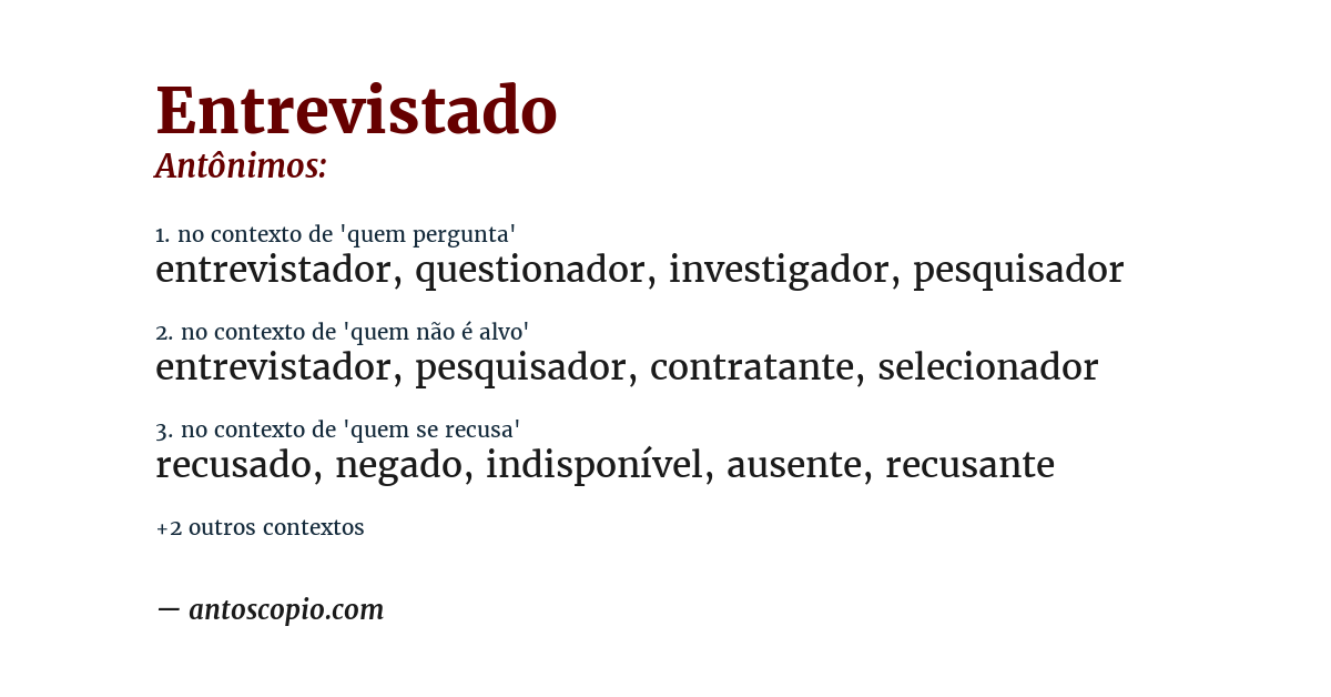 Antônimo de entrevistado