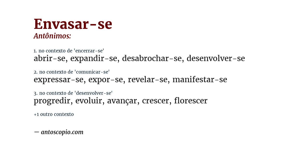 Antônimo de envasar-se