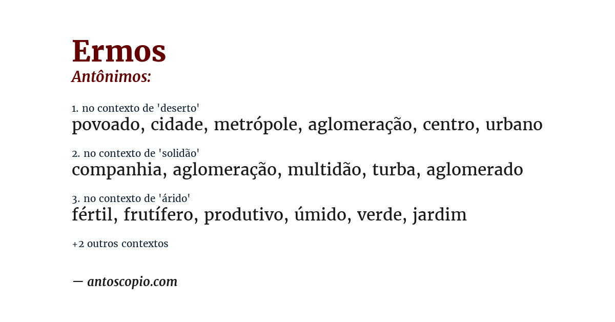 Antônimo de ermos