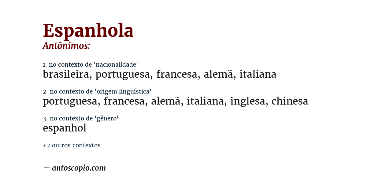 Antônimo de espanhola