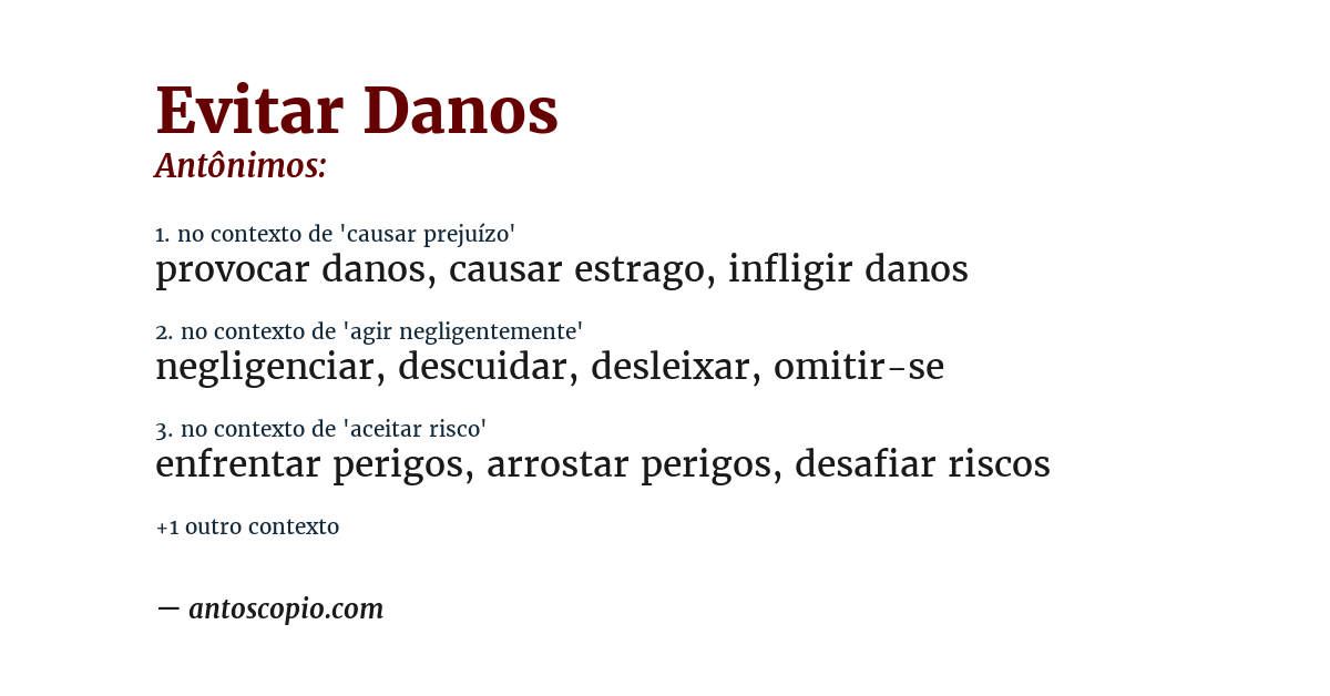 Antônimo de evitar danos