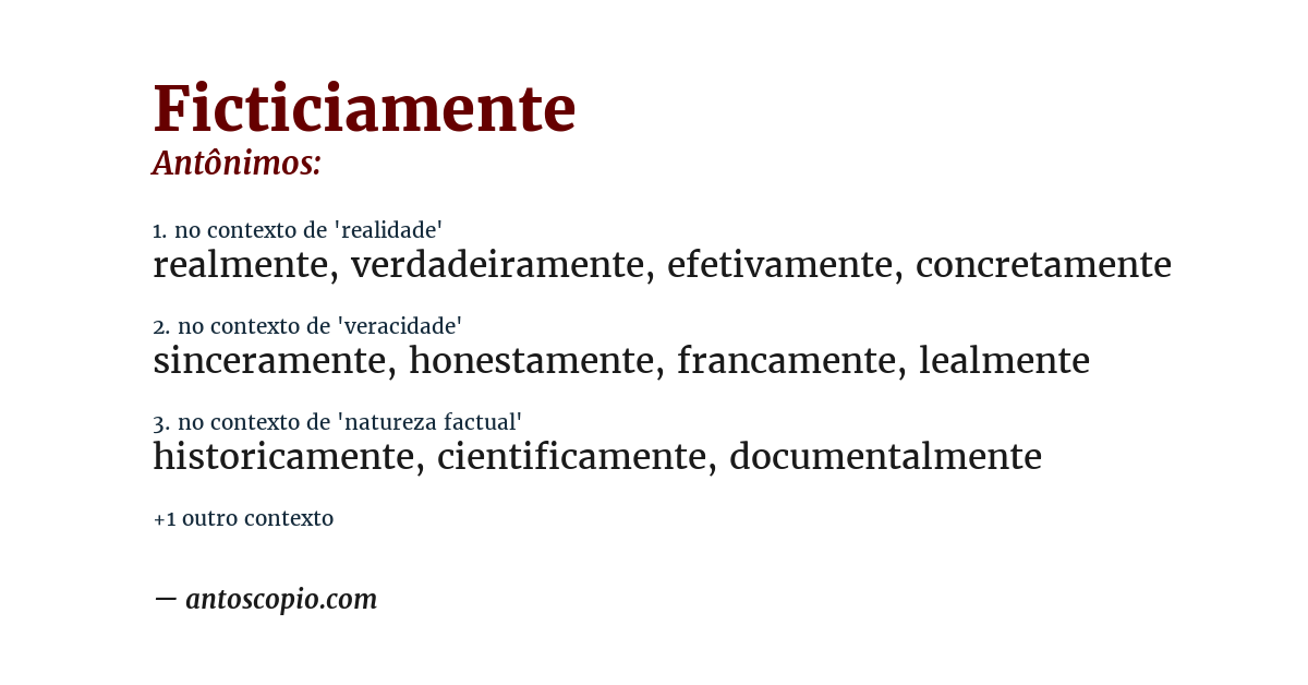 Antônimo de ficticiamente