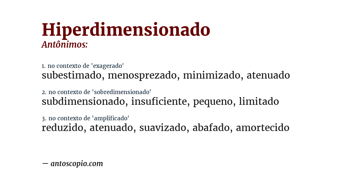 Antônimo de hiperdimensionado
