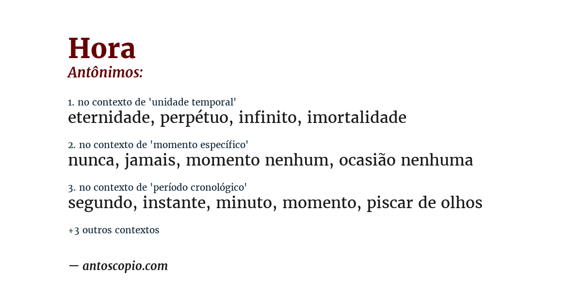 Antônimo de hora
