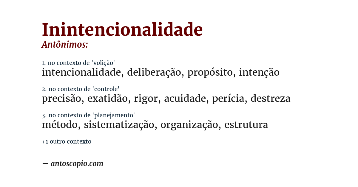 Antônimo de inintencionalidade