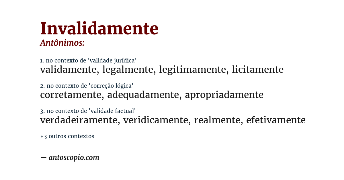 Antônimo de invalidamente