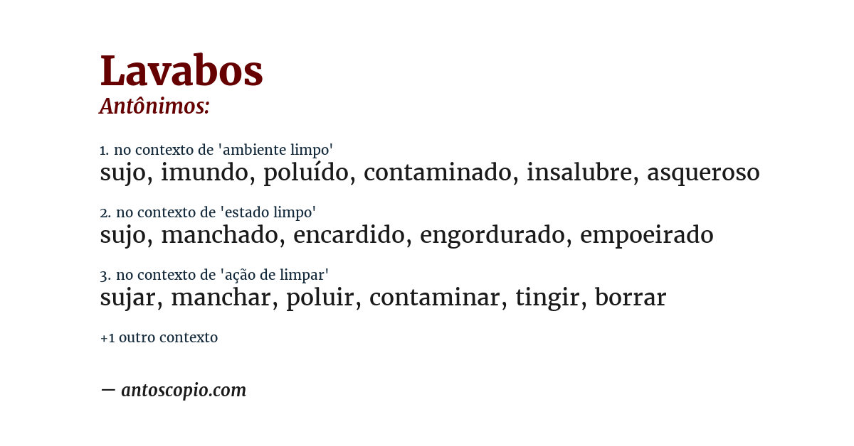 Antônimo de lavabos