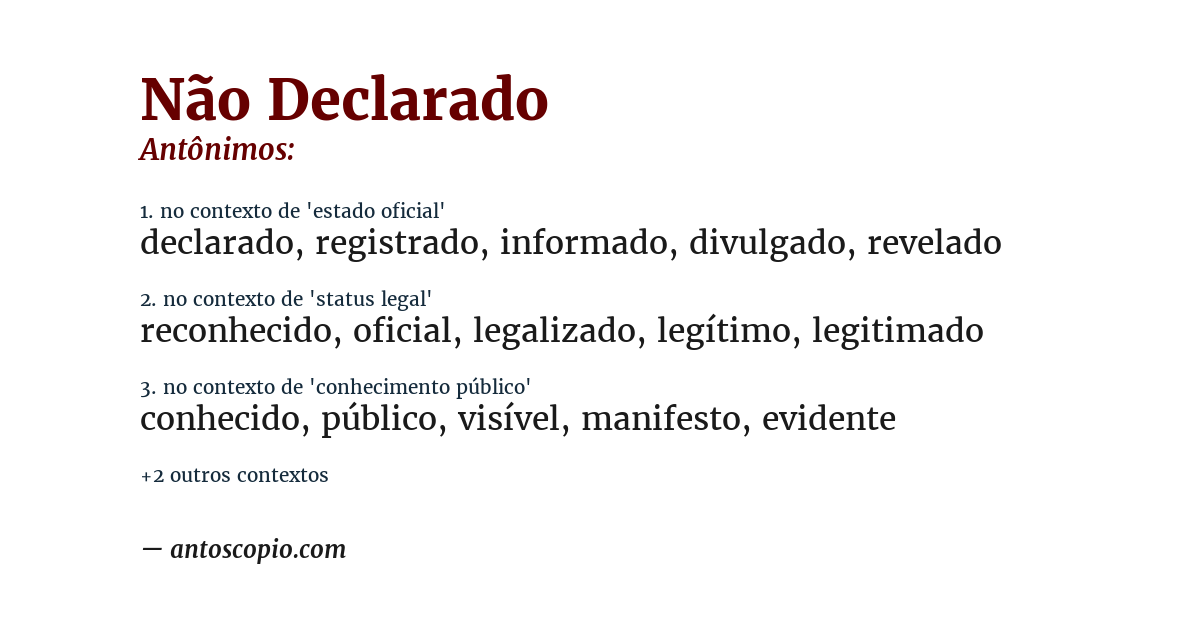 Antônimo de não declarado