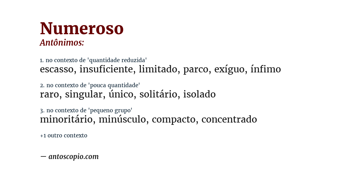 Antônimo de numeroso