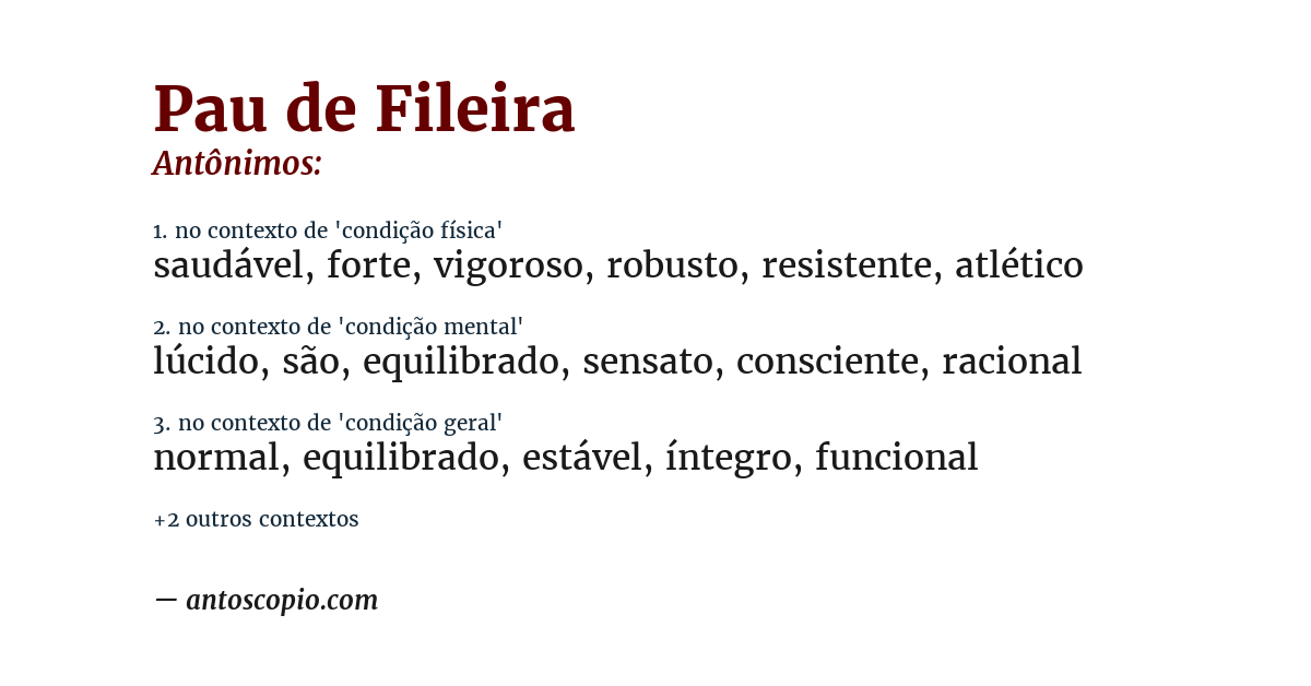 Antônimo de pau de fileira