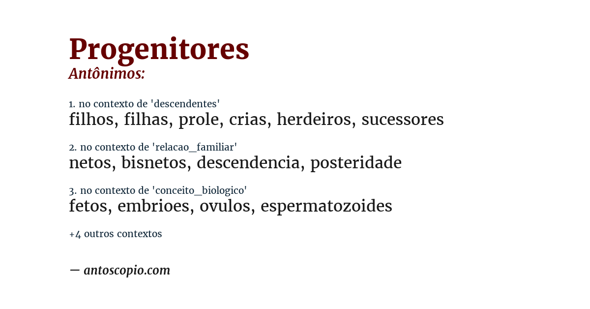 Antônimo de progenitores