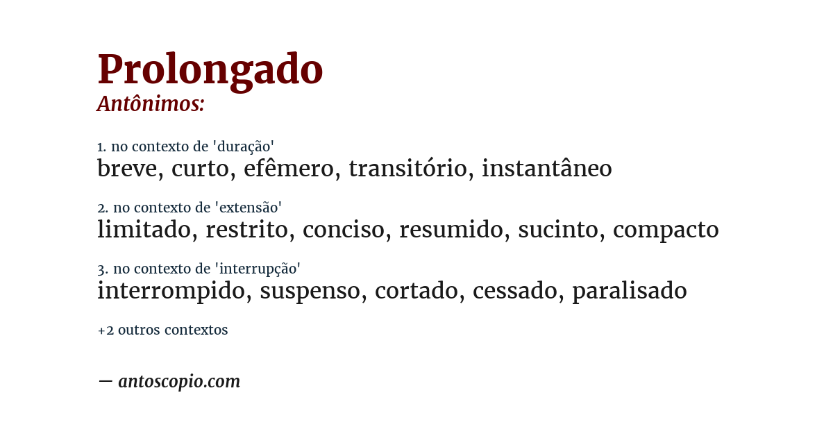 Antônimo de prolongado