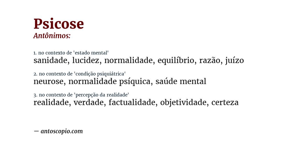 Antônimo de psicose