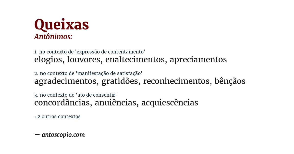 Antônimo de queixas