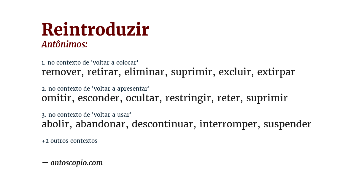 Antônimo de reintroduzir