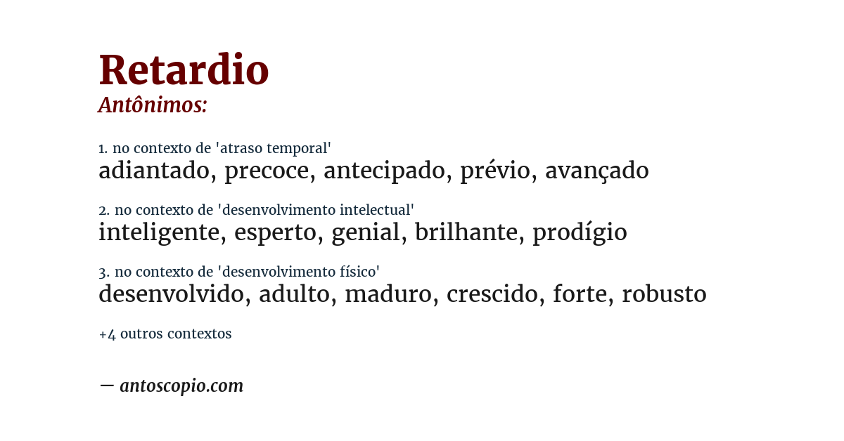 Antônimo de retardio