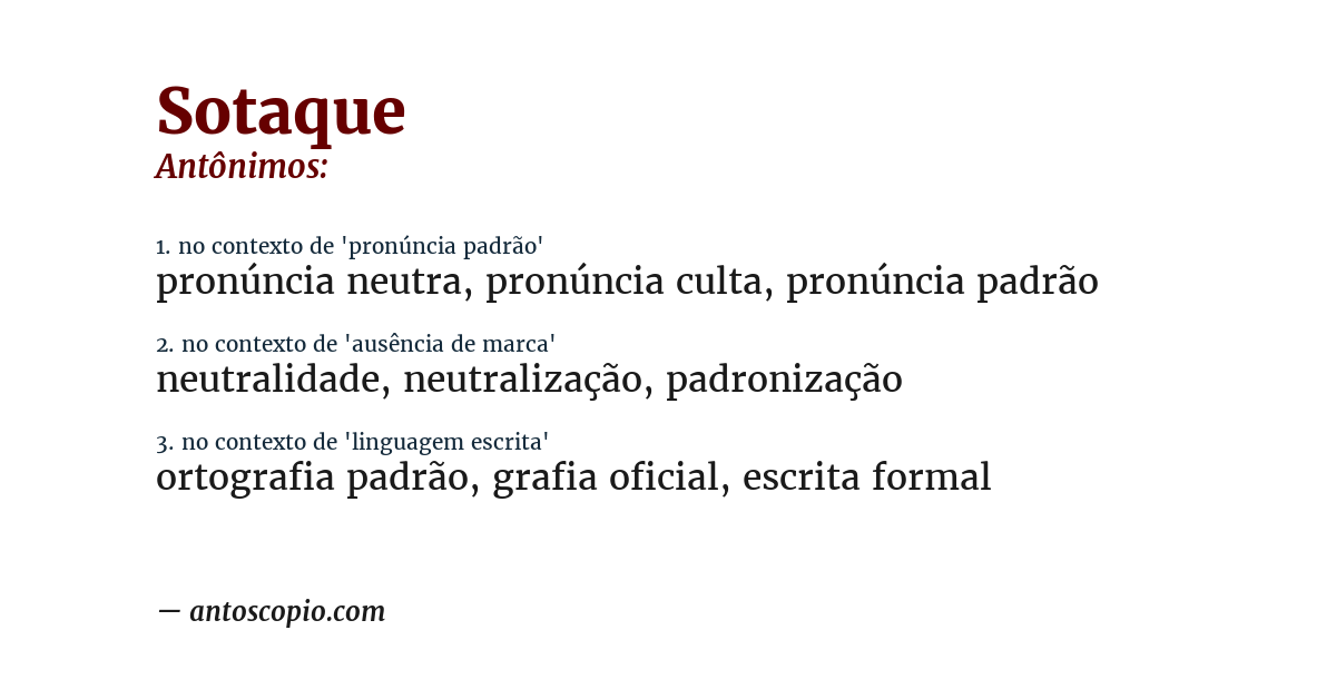 Antônimo de sotaque