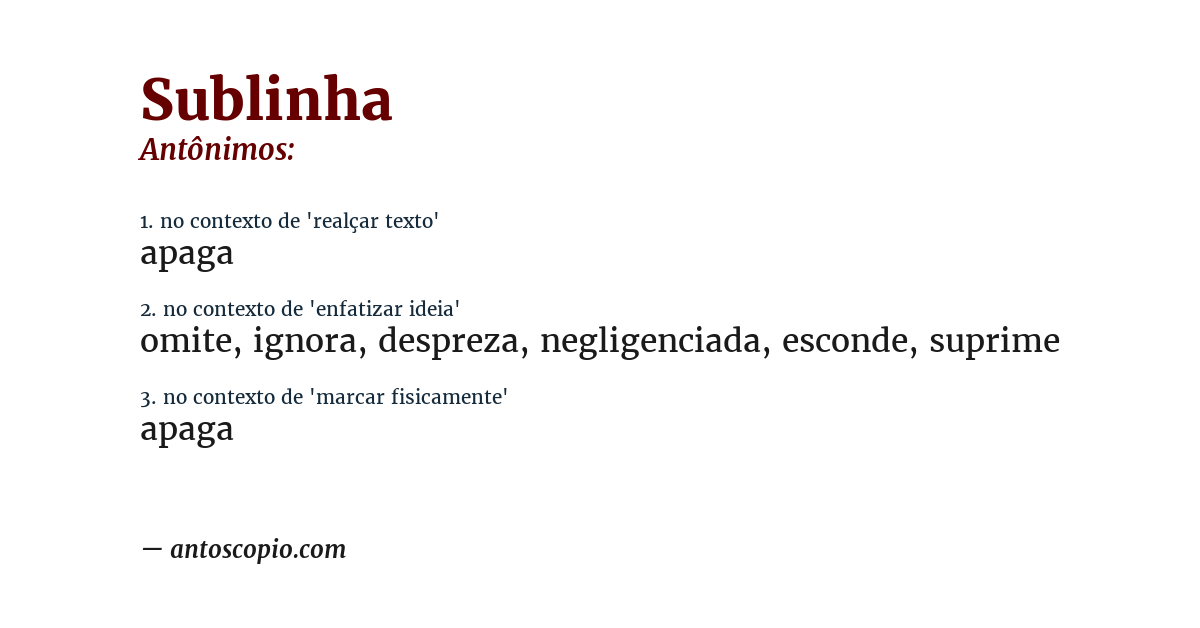 Antônimo de sublinha