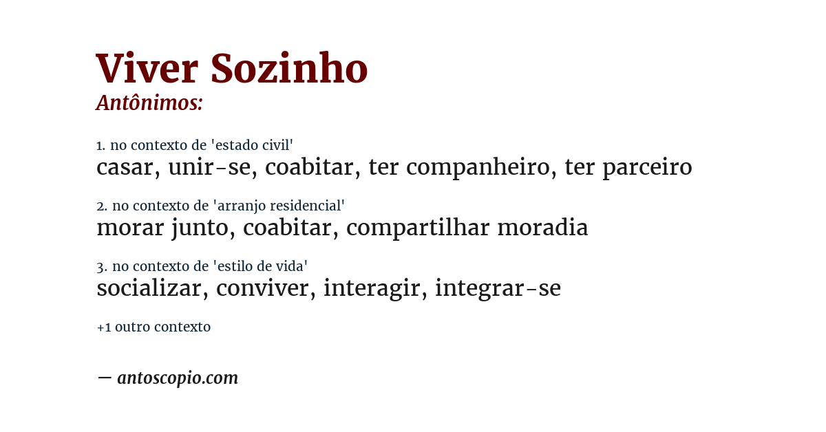 Antônimo de viver sozinho