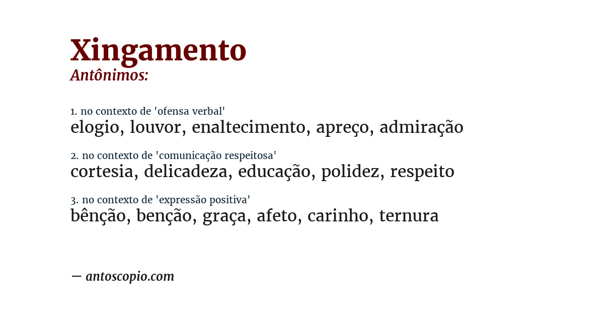 Antônimo de xingamento