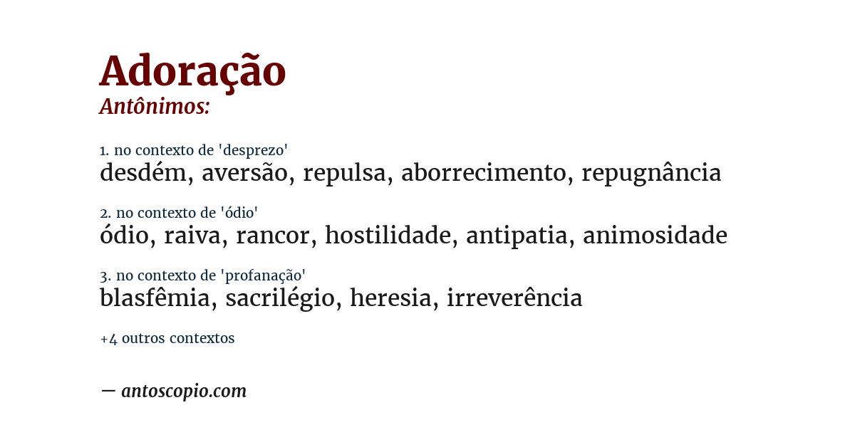 Antônimo de adoração