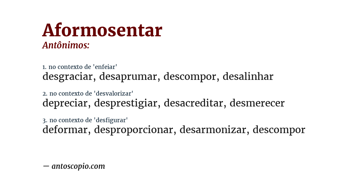 Antônimo de aformosentar
