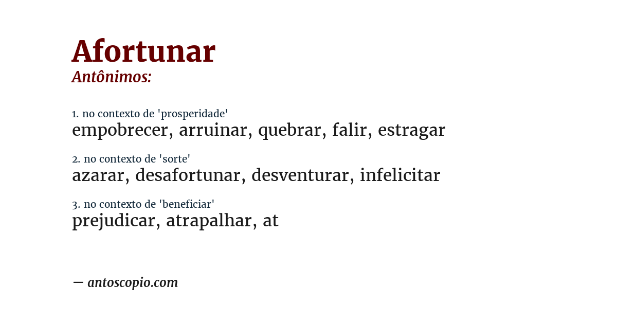 Antônimo de afortunar