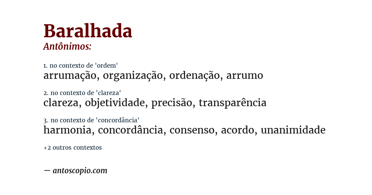 Antônimo de baralhada