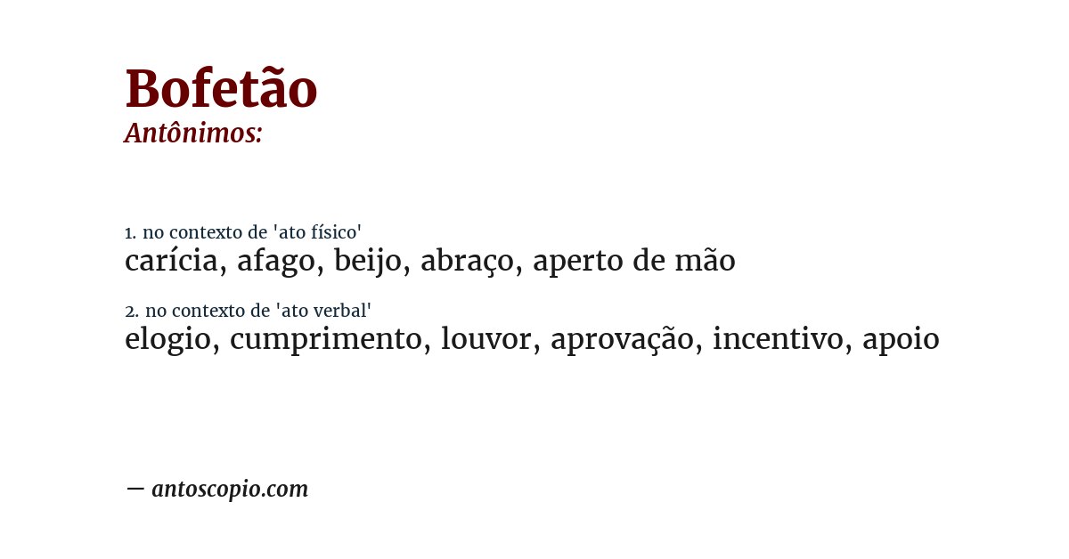 Antônimo de bofetão