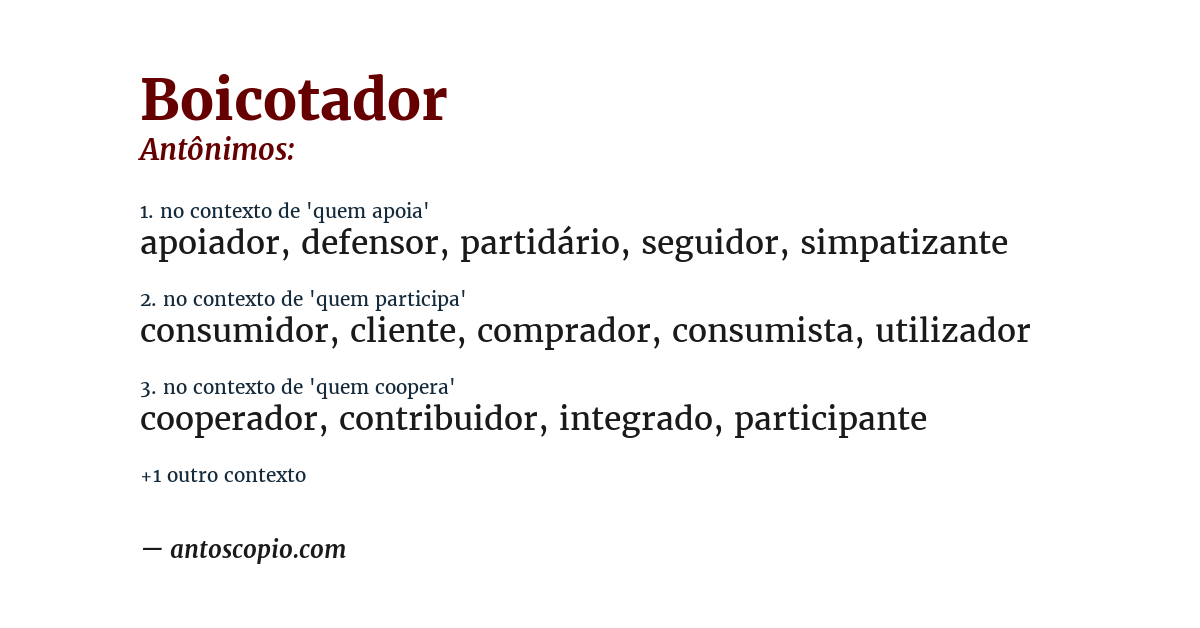 Antônimo de boicotador