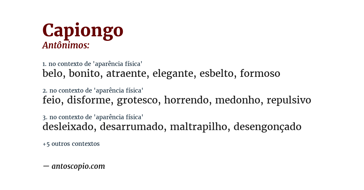 Antônimo de capiongo