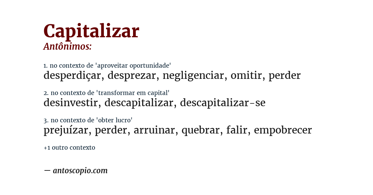 Antônimo de capitalizar